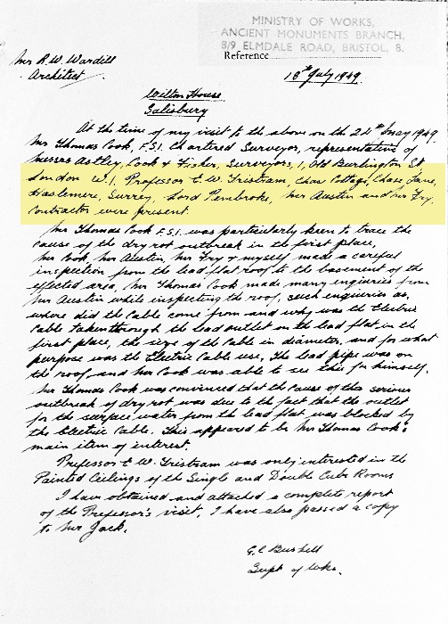 Professor Tristram carried out the original survey ten years earlier